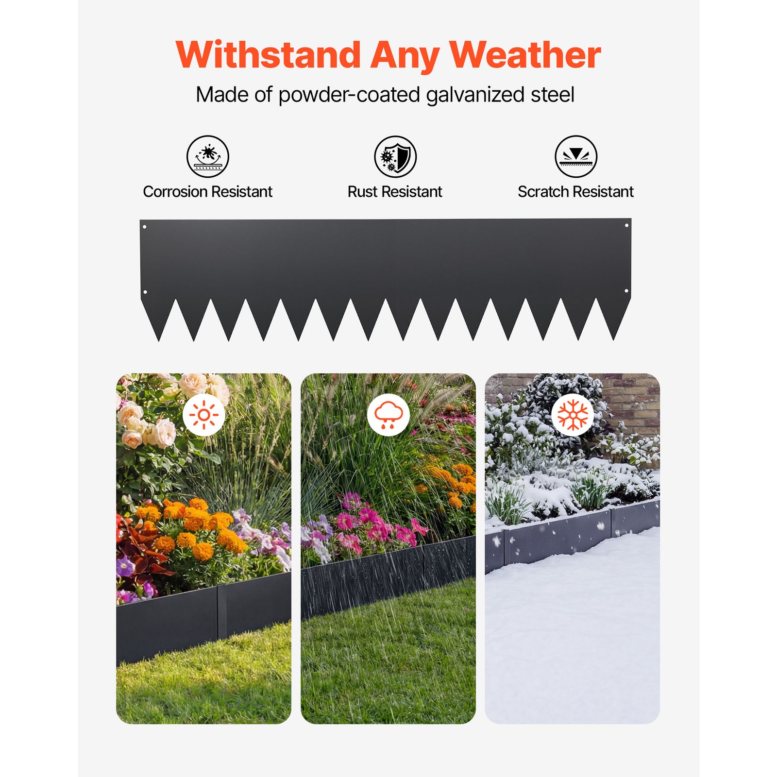 Uimoso Galvanized Steel Landscape Edging 40 x10 in Metal Garden Border, Set of 6