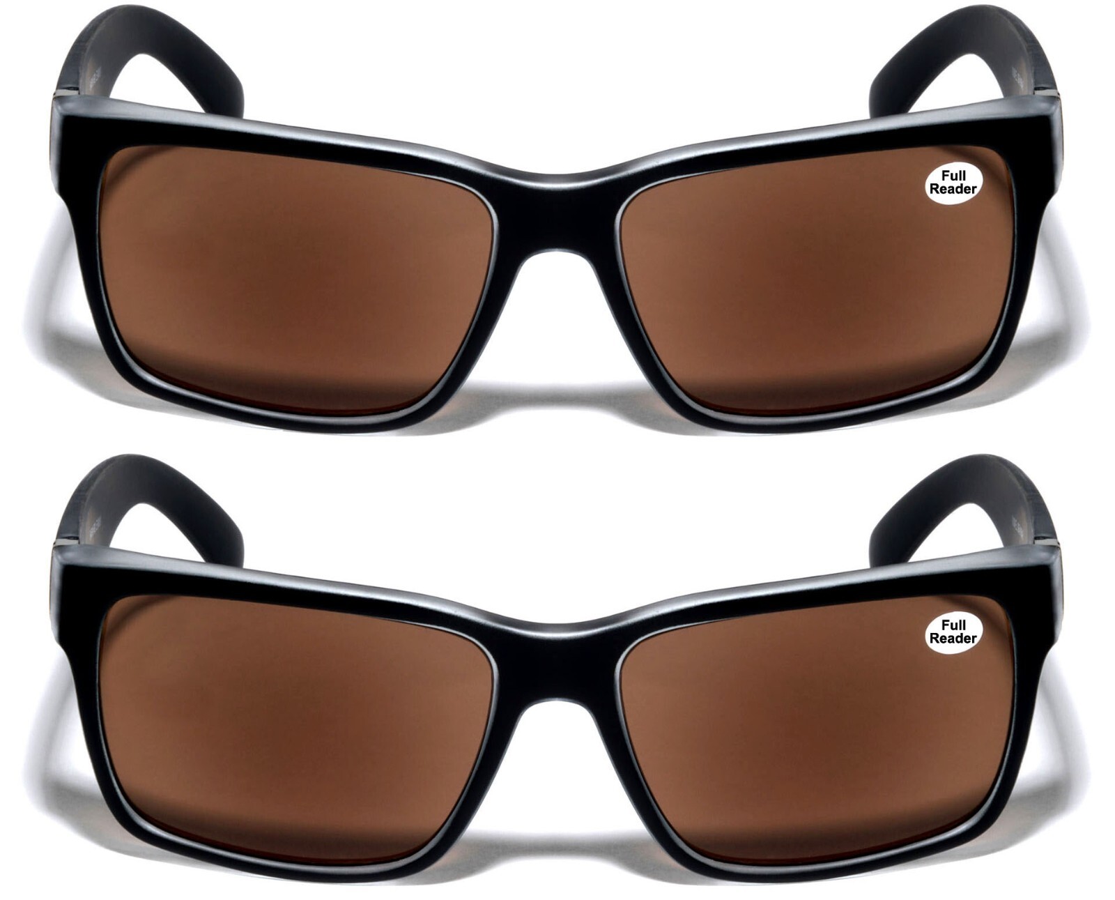 2 Pairs Men Reading Sunglasses - Full Lens Tinted Reader Glasses For LARGE Head