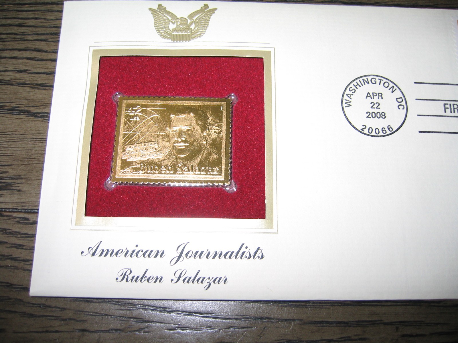 2008 Ruben Salazar American Journalists Gold Golden Cover Stamp