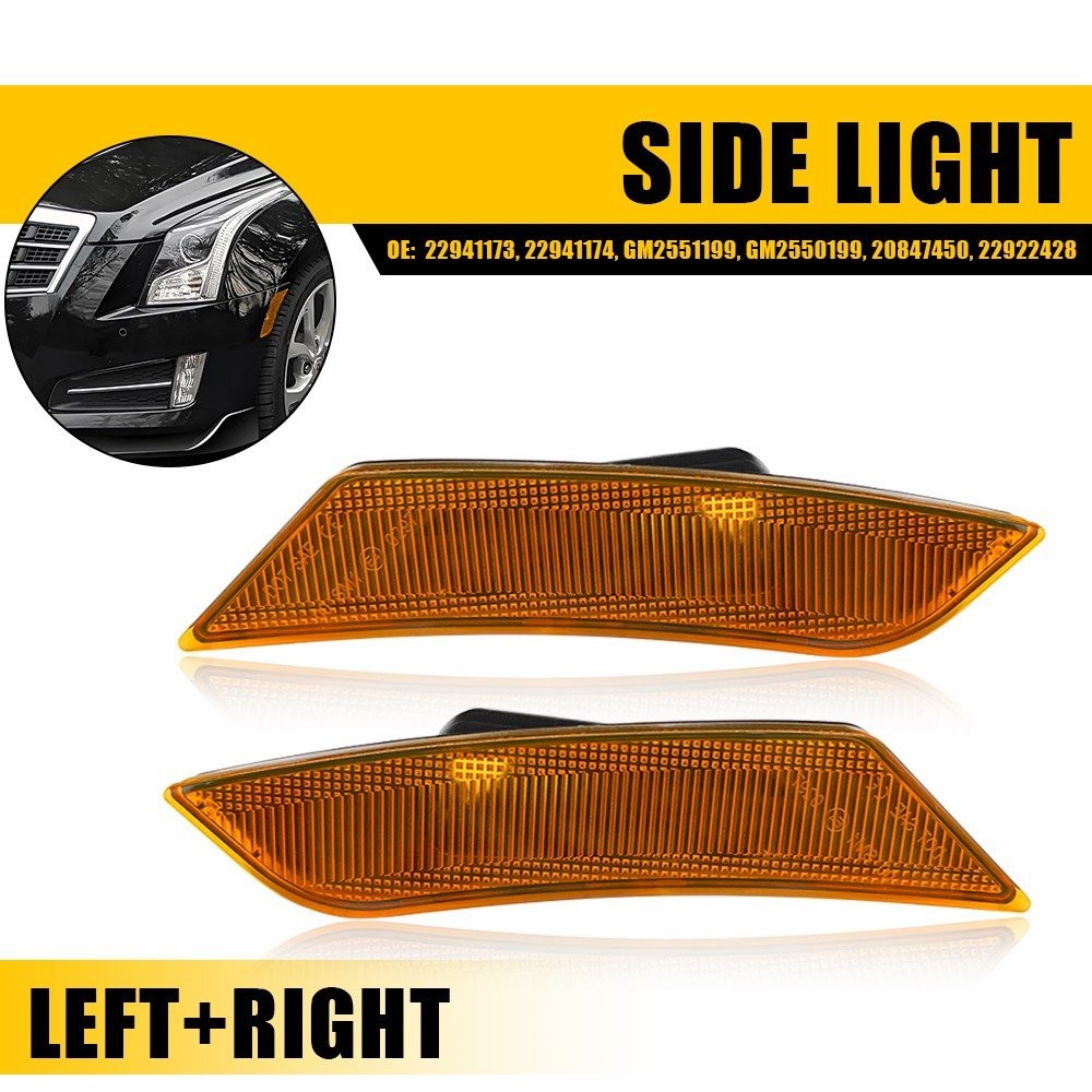 For 2017-2024 Cadillac XT5 Amber Front Fender Side Marker Light LED GM2551199 2x