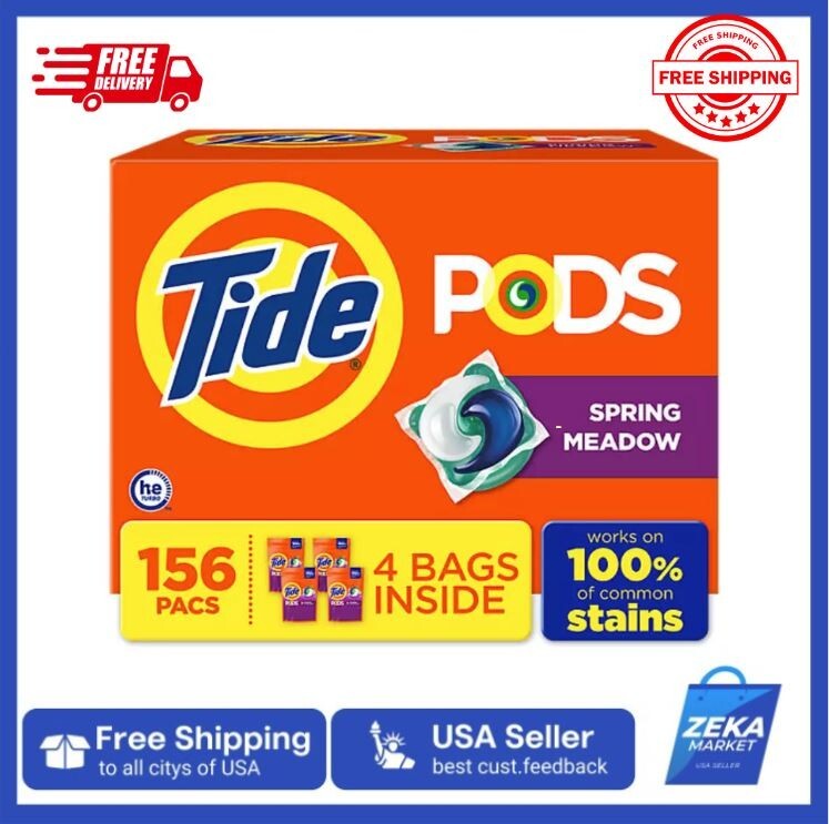 New Tide1 PODS Laundry Detergent Pacs - Spring Meadow, 156 ct Pods, Stain Free