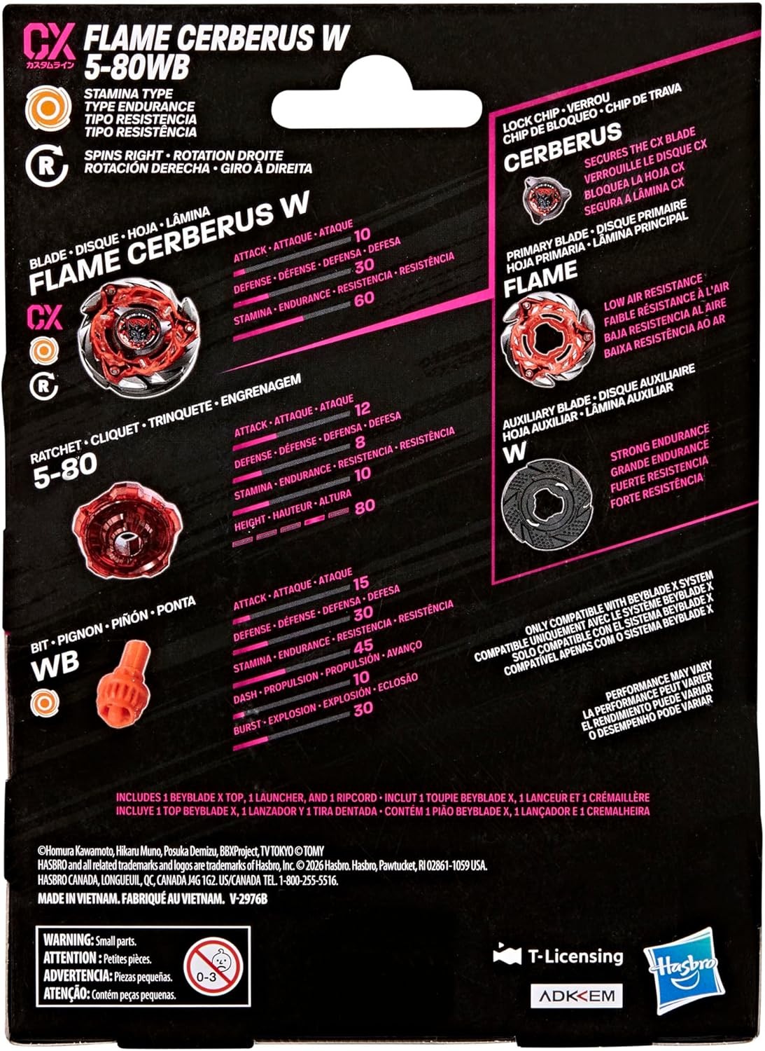 BEY BLADE X Flame Cerberus W 5-80WB CX Starter Pack Set, Takara Tomy Stamina Typ