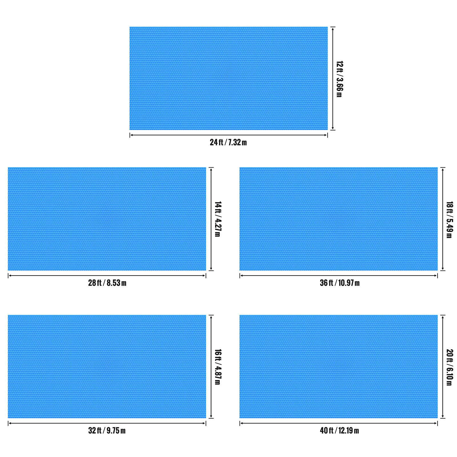 VEVOR 12 Mil Solar Pool Cover Heater 24x12 28x14 32x16 36x18 40x20 Blanket Pools