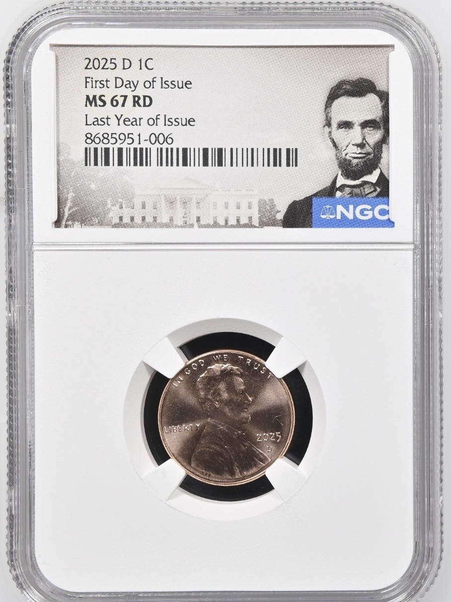 2025 P & D Lincoln Shield 1c Cent 2 Coin Set NGC MS67 RD LAST PENNY First Day %%