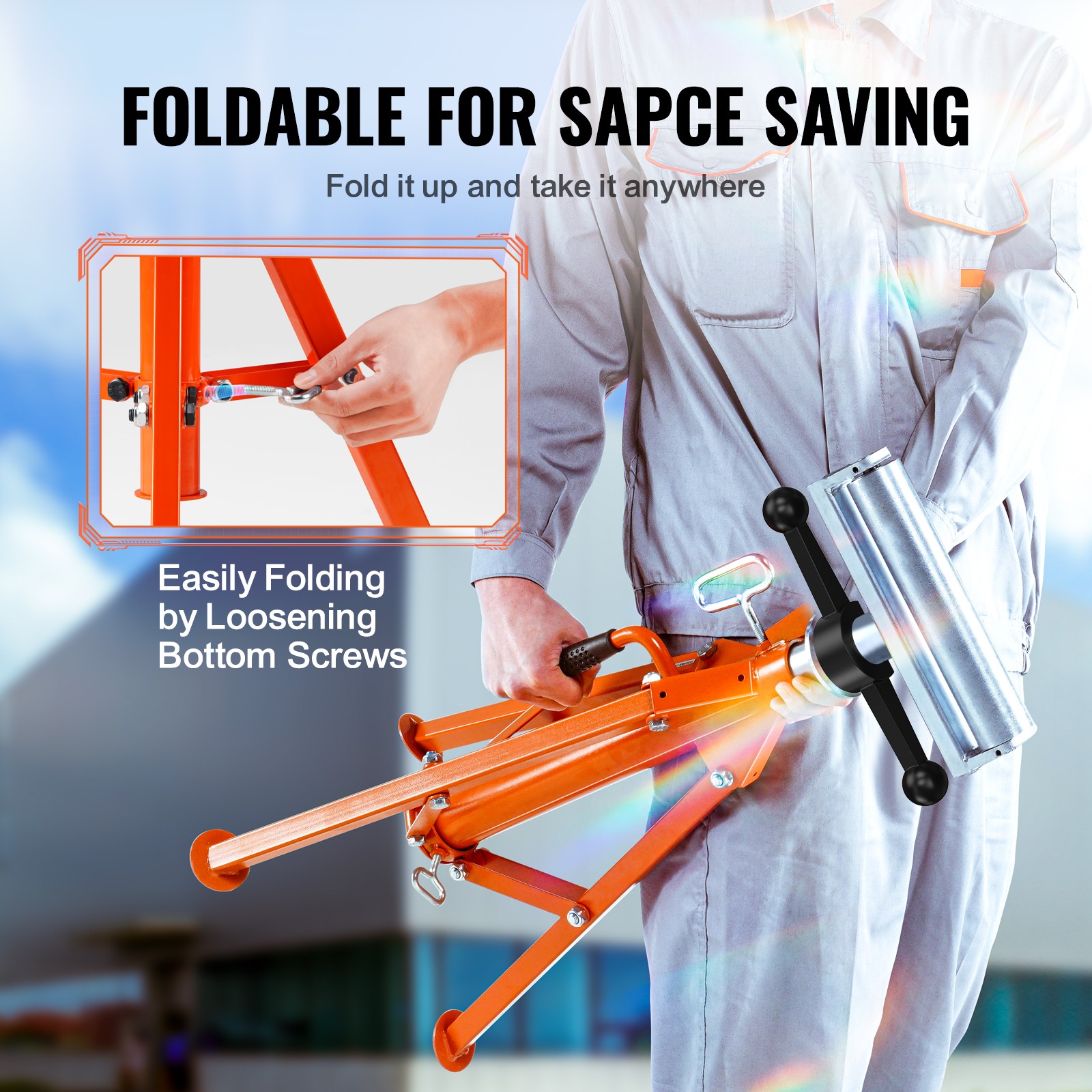 VEVOR Roller Stand 2500 LBS Load 27.6"-52" Height Adjustable 45# Steel Foldable