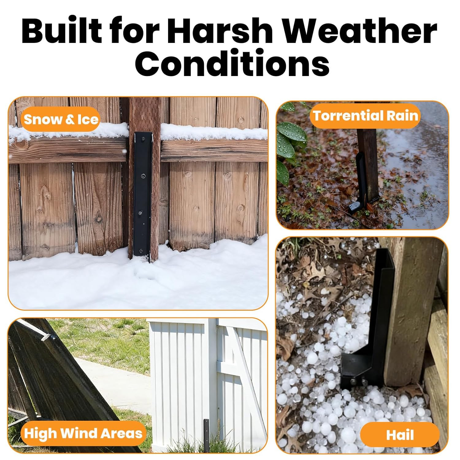 Fence Post Repair Kit,Heavy Duty 4X4/6X6 Fence Post Anchor Bracket for Leaning/B