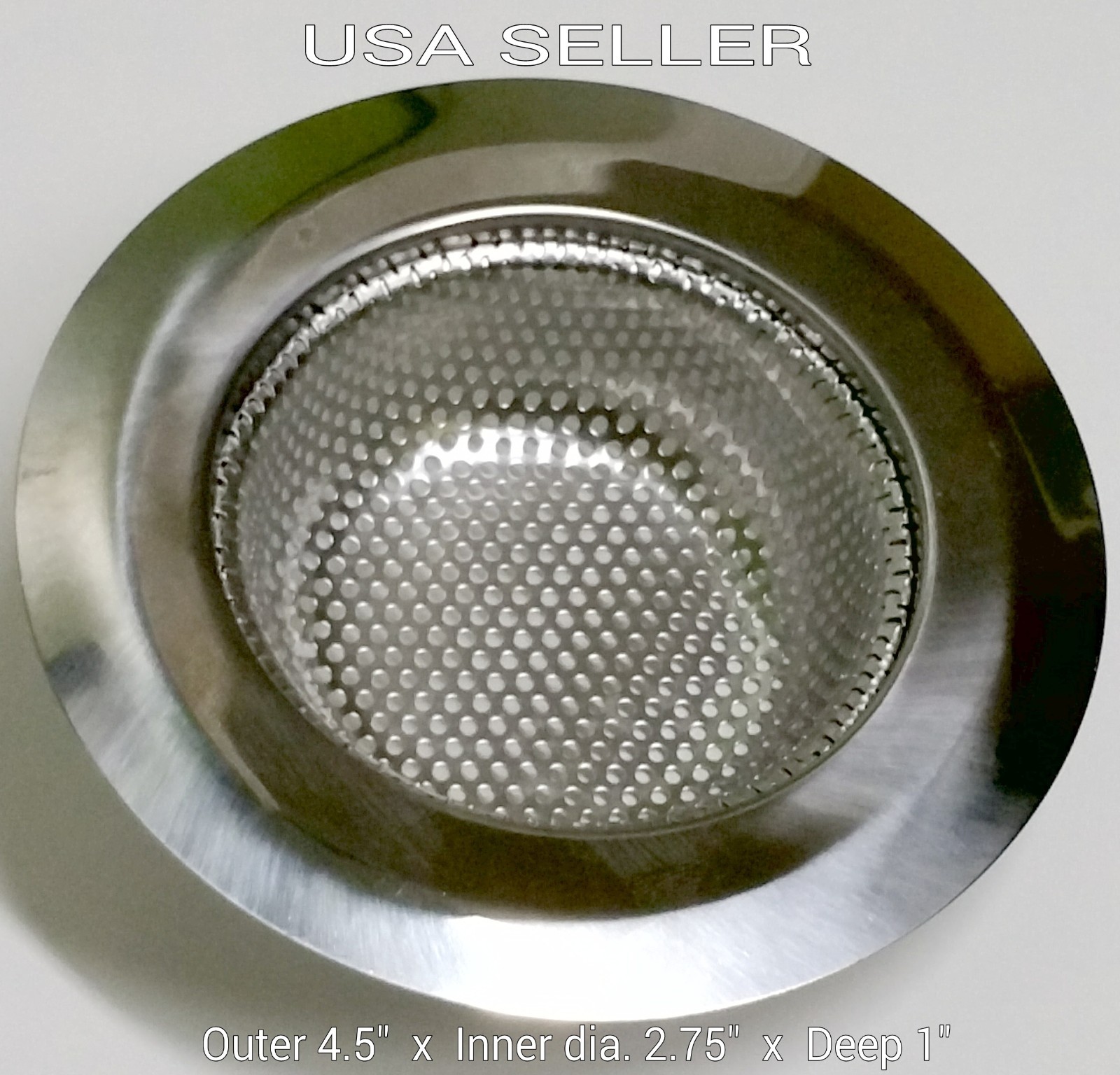 2 Pc Steel Sink Strainers Kitchen Sink Heavy Duty 4.5" Outer 2.75" Inner 1" Deep