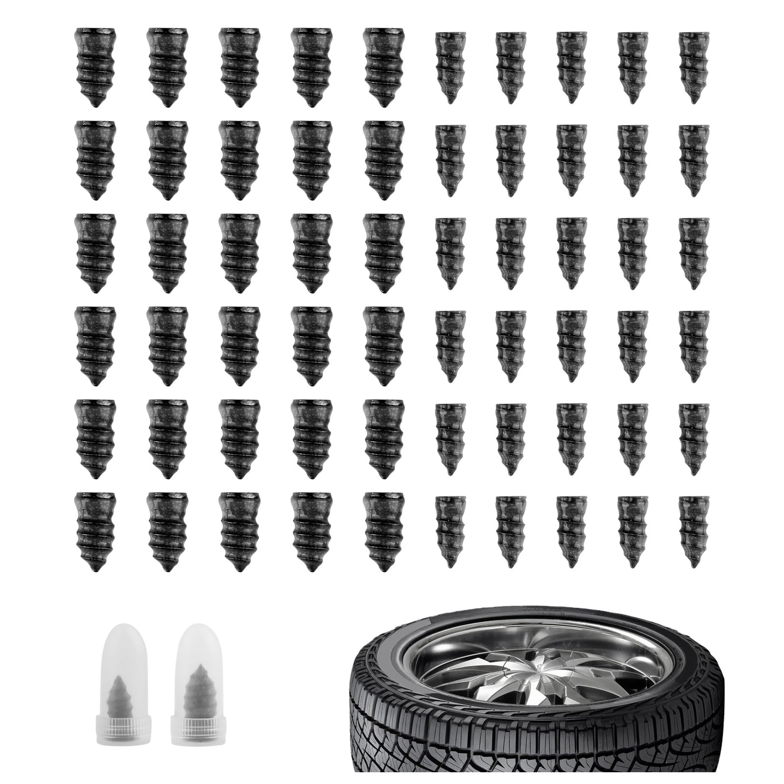 Share 60 Pcs Tire Repair Rubber Nail Screw Tire Plugs Quick Puncture for Car Tru