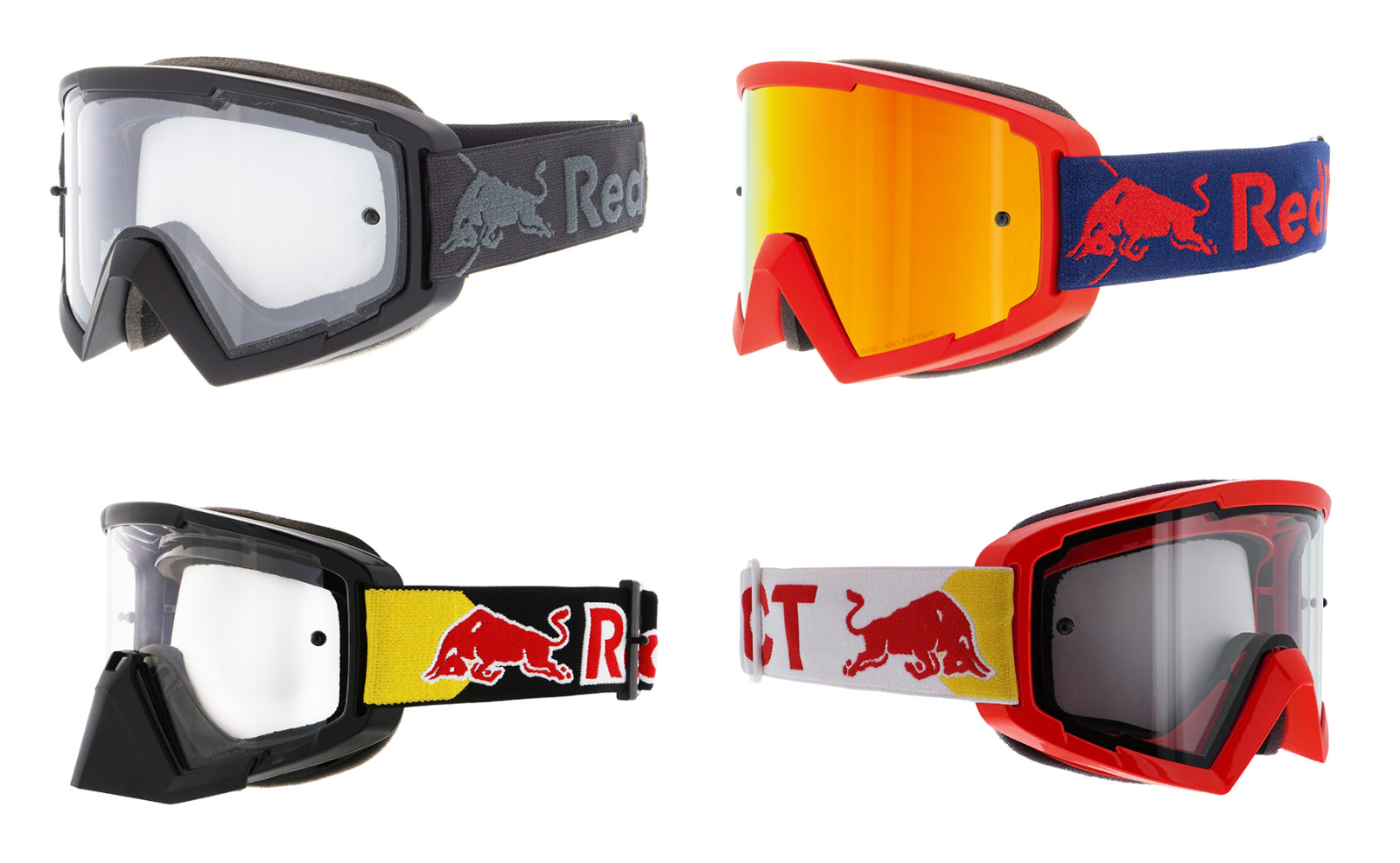 Red Bull Spect Whip MX Dirt Bike Goggles w Nose Guard For Motocross ATV Off-Road