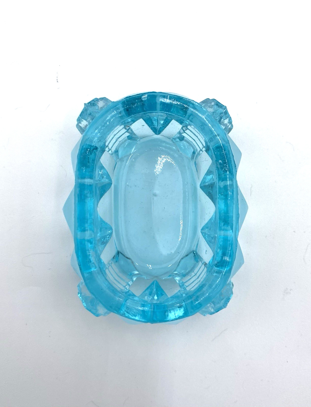 Vintage Oval Footed Master Salt Cellar, Ice Blue, Heavy/Thick Glass