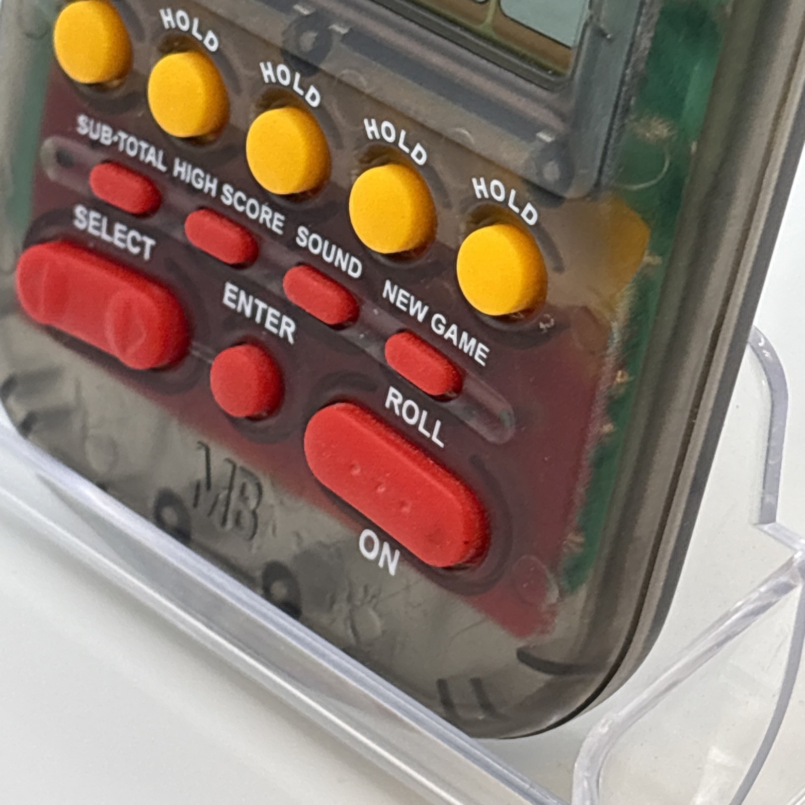 1995 Electronic Handheld Yahtzee Game Clear Smoke MB Milton Bradley 4511 TESTED