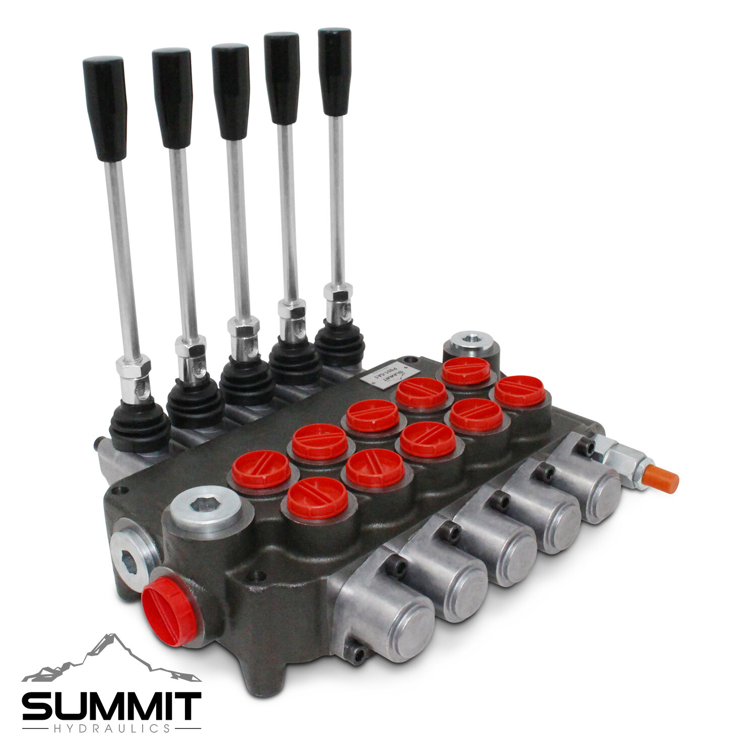 5 Spool Hydraulic Monoblock Double Acting Control Valve, 21 GPM, SAE Ports