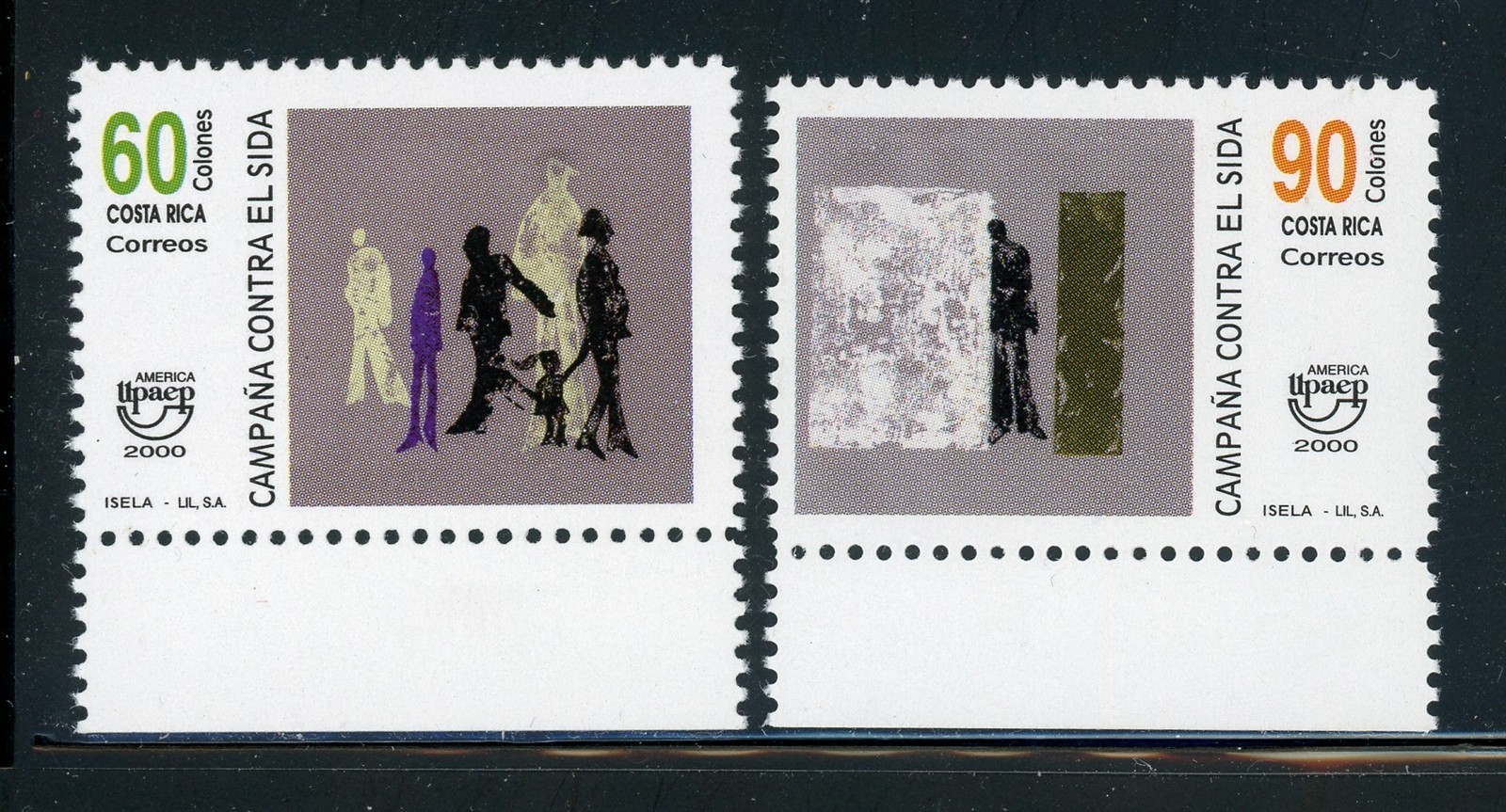 COSTA RICA MNH: Scott #540-541 AMERICA UPAEP AIDS SIDA #1 $$