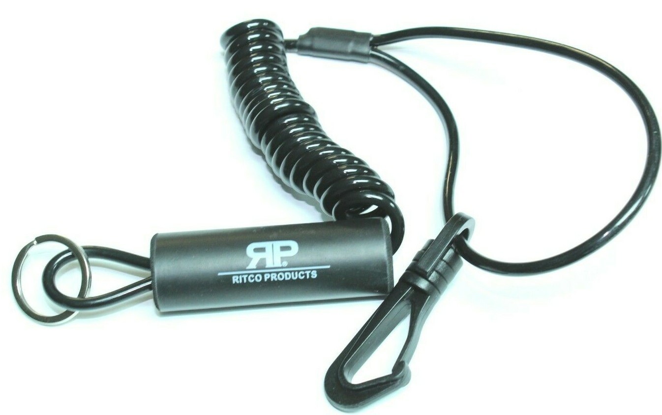 SEA-DOO FLOATING REPLACEMENT DESS LANYARD TETHER CHORD WITH STAINLESS KEY RING