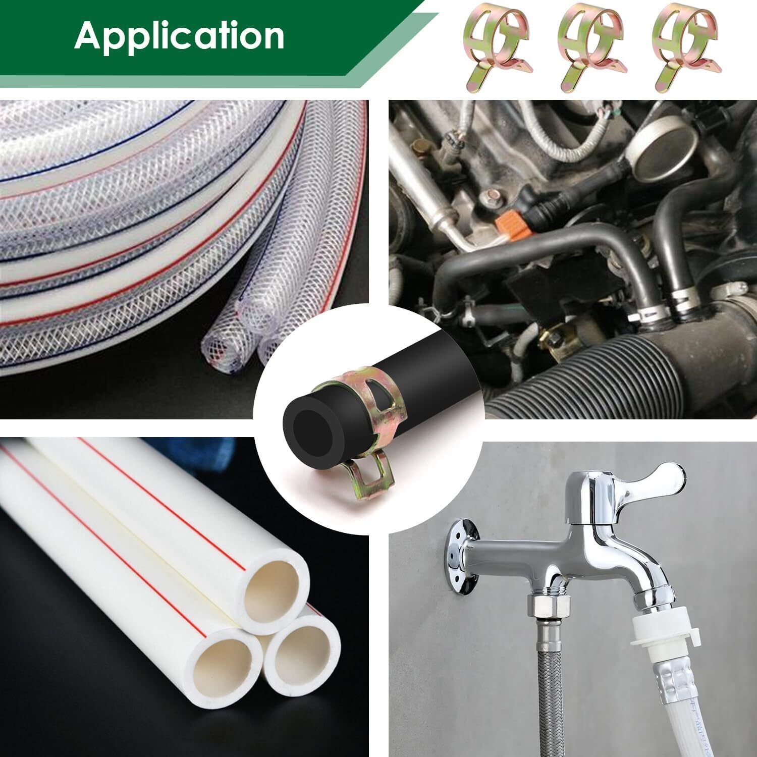 115pc Hose Spring Clamps Fastener Fuel Water Line Pipe Air Tube Clips Kit 6-22mm