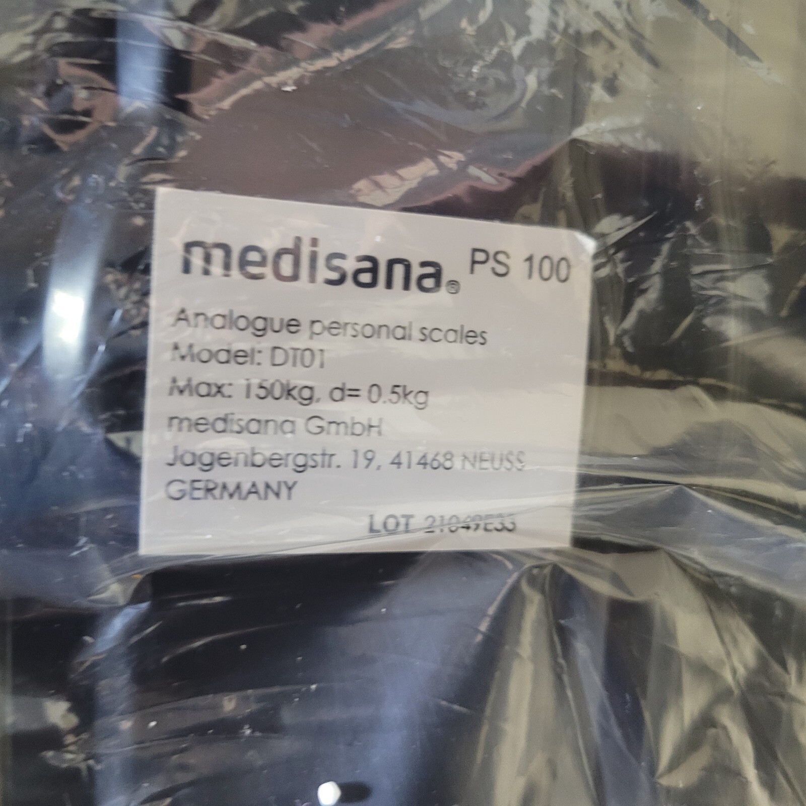 KG Bathroom Scale - Medisana Mechanical PS 100 Black (No Batteries Needed) NIB