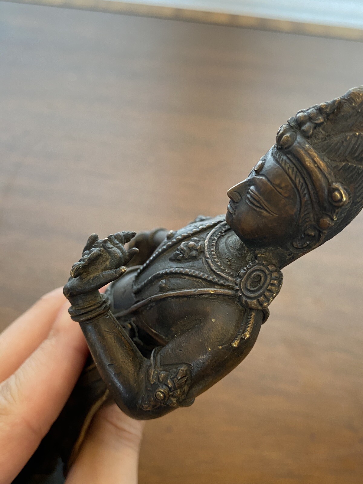 ANTIQUE Buddhist Deity Avalokiteshvara Bodhisattva Cast Bronze Sculpture 8.5"H