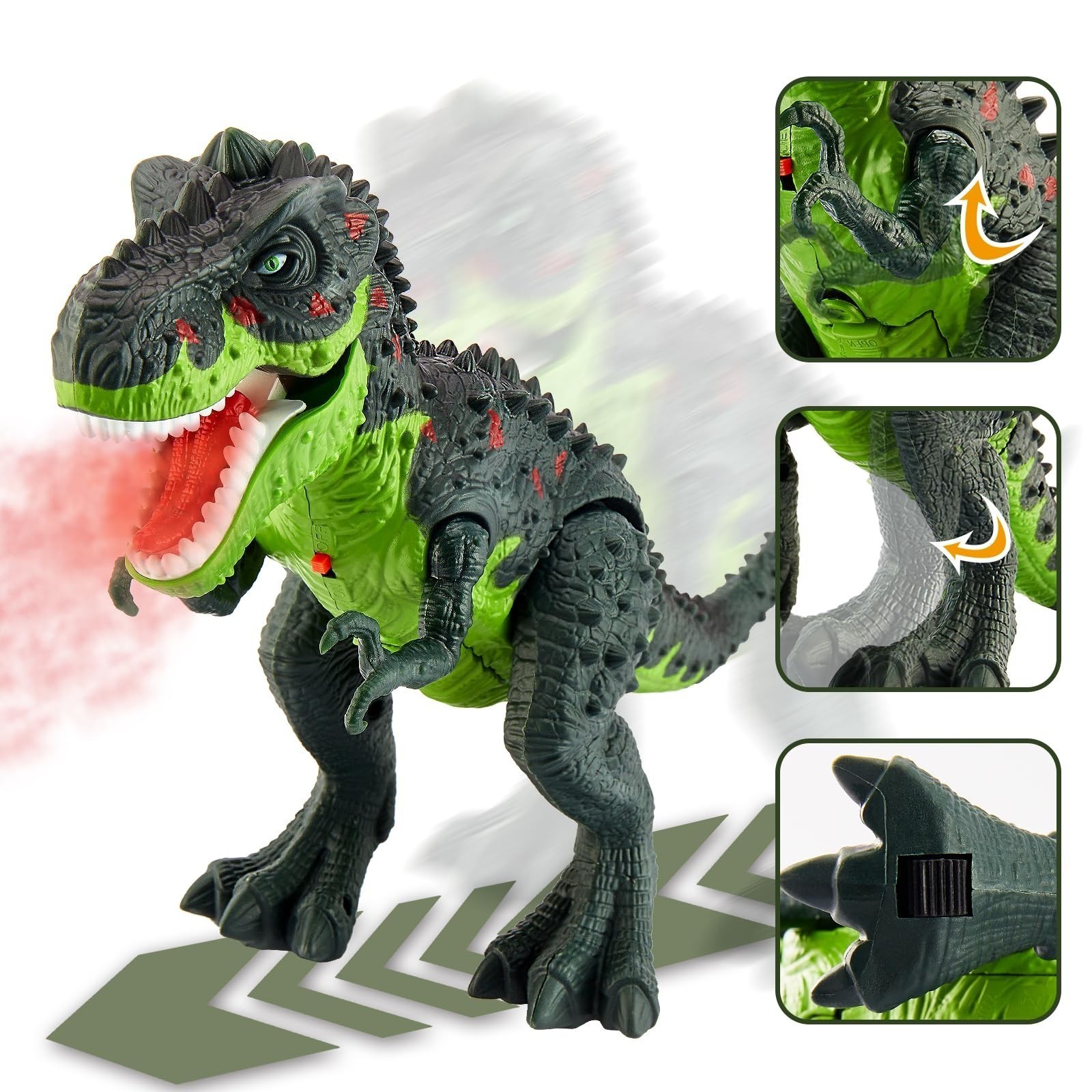 Electric Tyrannosaurus Rex Dinosaur Toy Gift with Spray Mist,Walking,Light,Sound