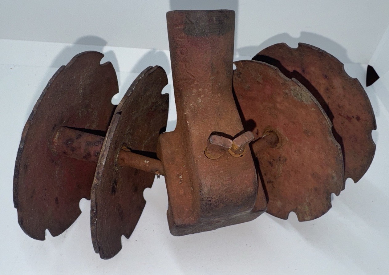 Vintage Cast Iron 4-Disc Garden Harrow Cultivator Attachment - Rustic Farm Tool