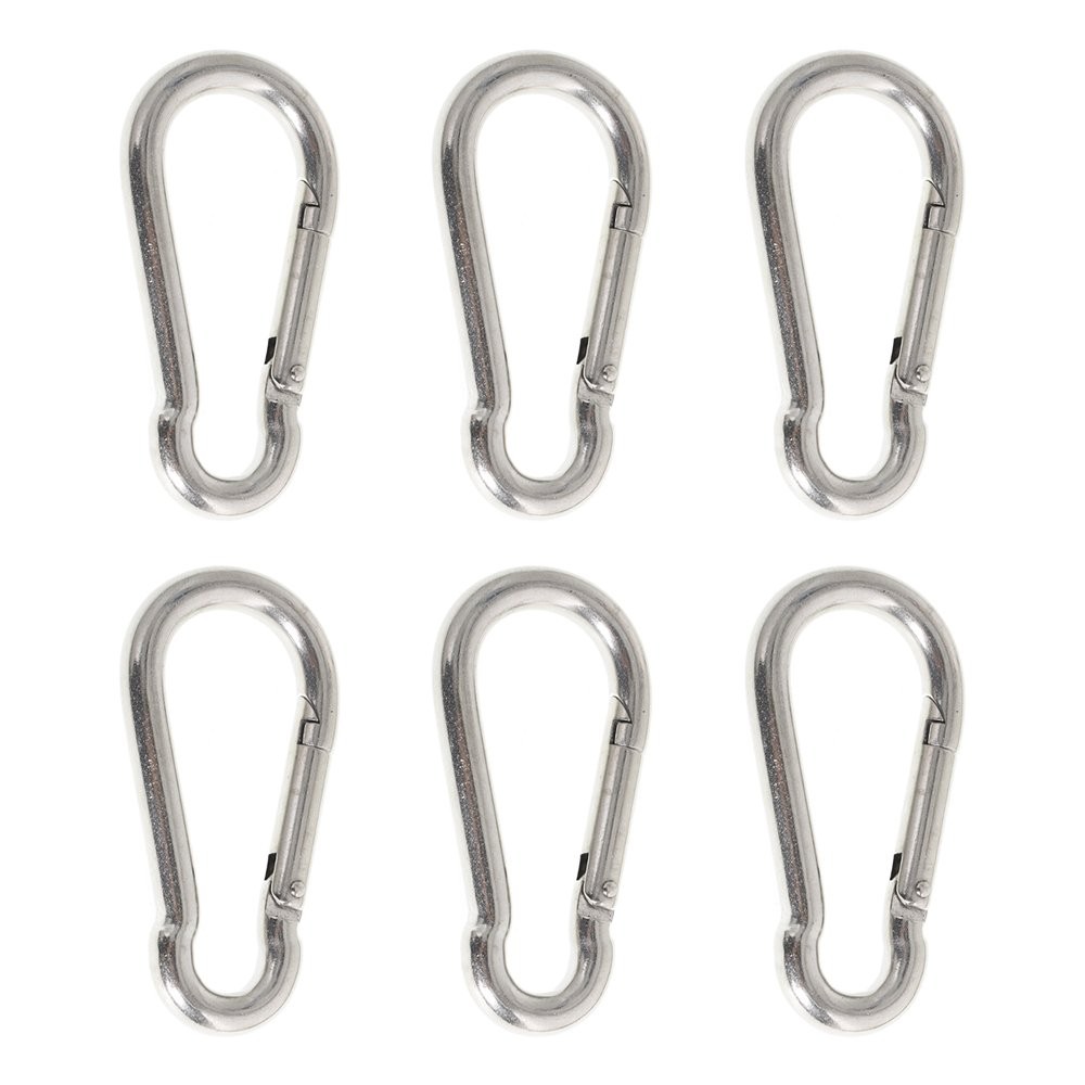 440 Lbs Spring Snap Hook Carabiner Clips Stainless Steel 304, Set Of 6