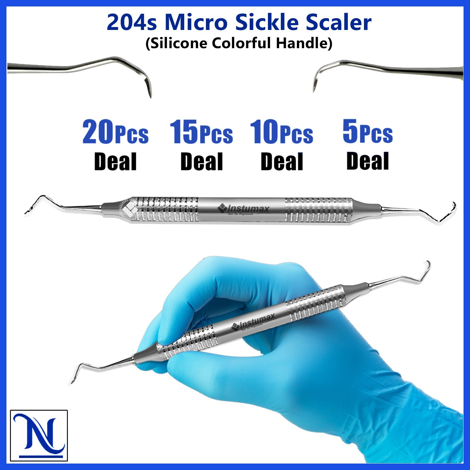 Sickle Scaler 204S – Dental Hand Instrument, Pro Periodontal Hygiene Pick Tool