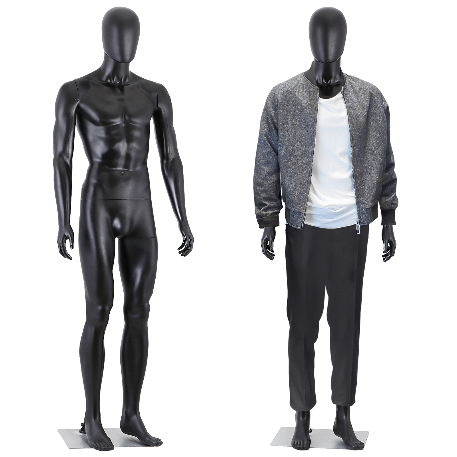 73"H Male Mannequin Full Body Realistic Display Head Turns Dress Form Base Black