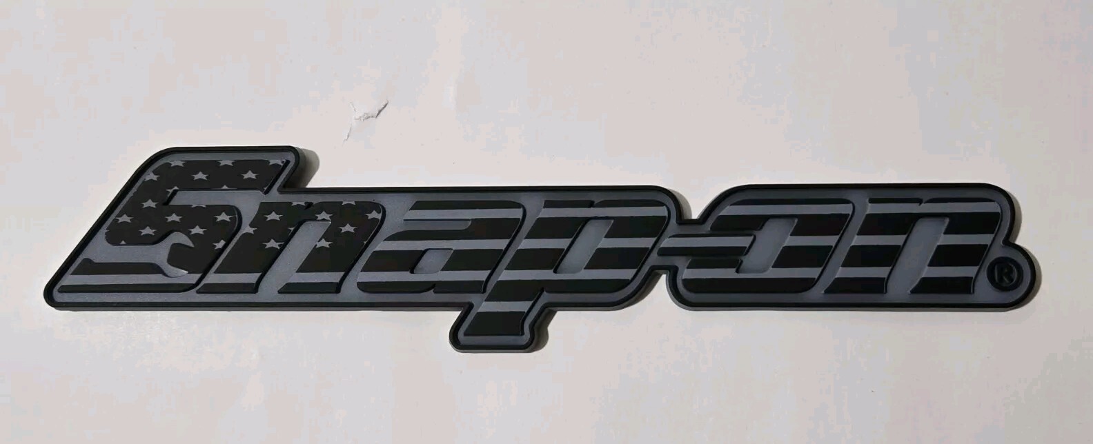 2PK SNAP ON TOOL BOX FLAG LOGO EMBLEM MATTE BLACK Plastic Badge Decal 8" + GIFT