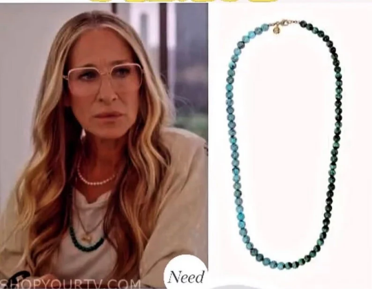 Turquoise Malachite Beaded Necklace, Carrie Bradshaw And Just Like That Sex City
