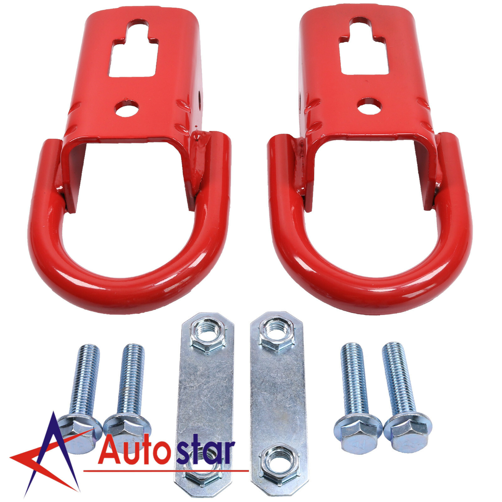 Set of 2 Red Front Tow Hooks For Ford F-150 FL3Z-17N808-A