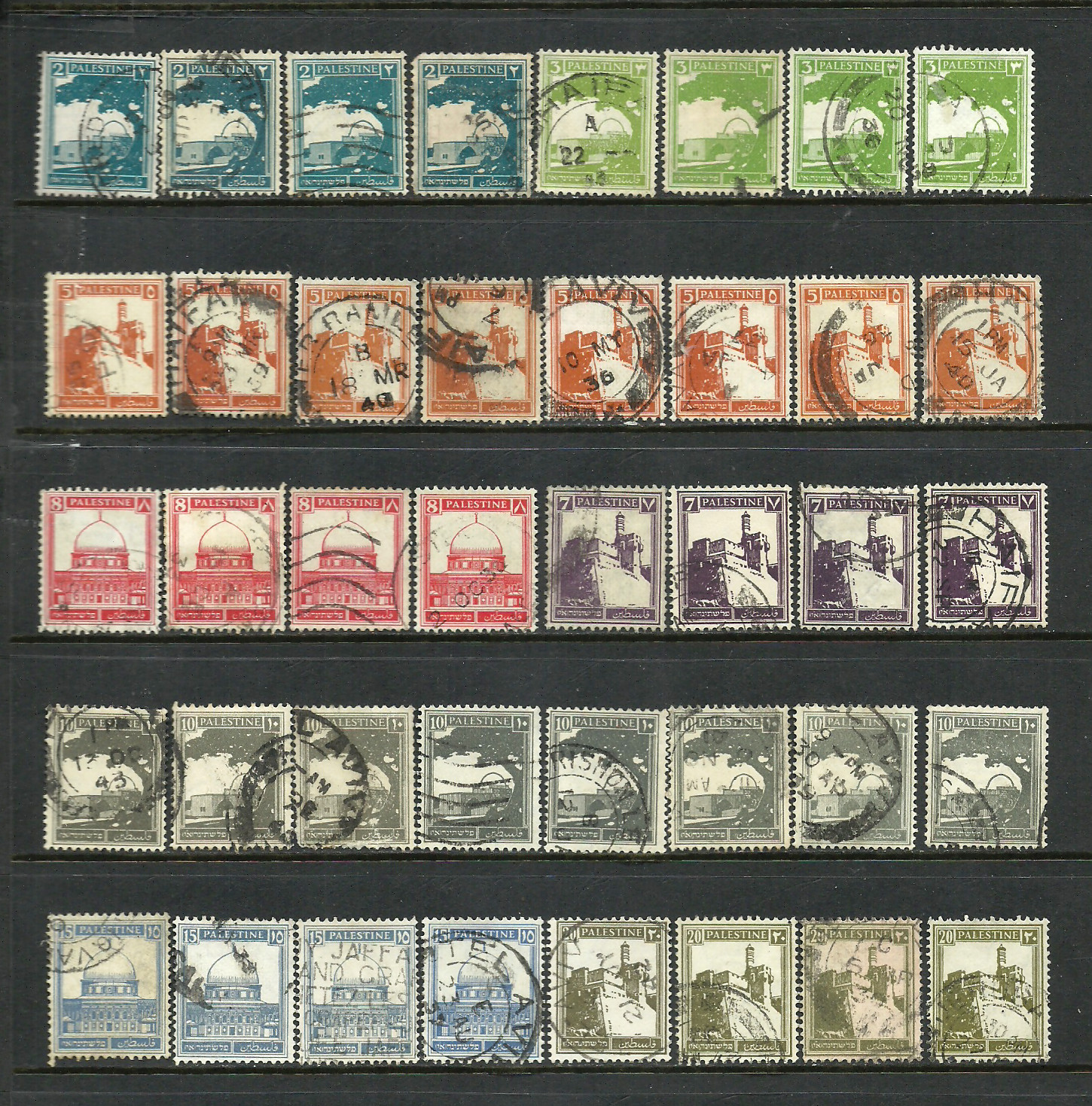 Palestine under British Mandate 1927-32   Sc# 63/77    U/G/VG