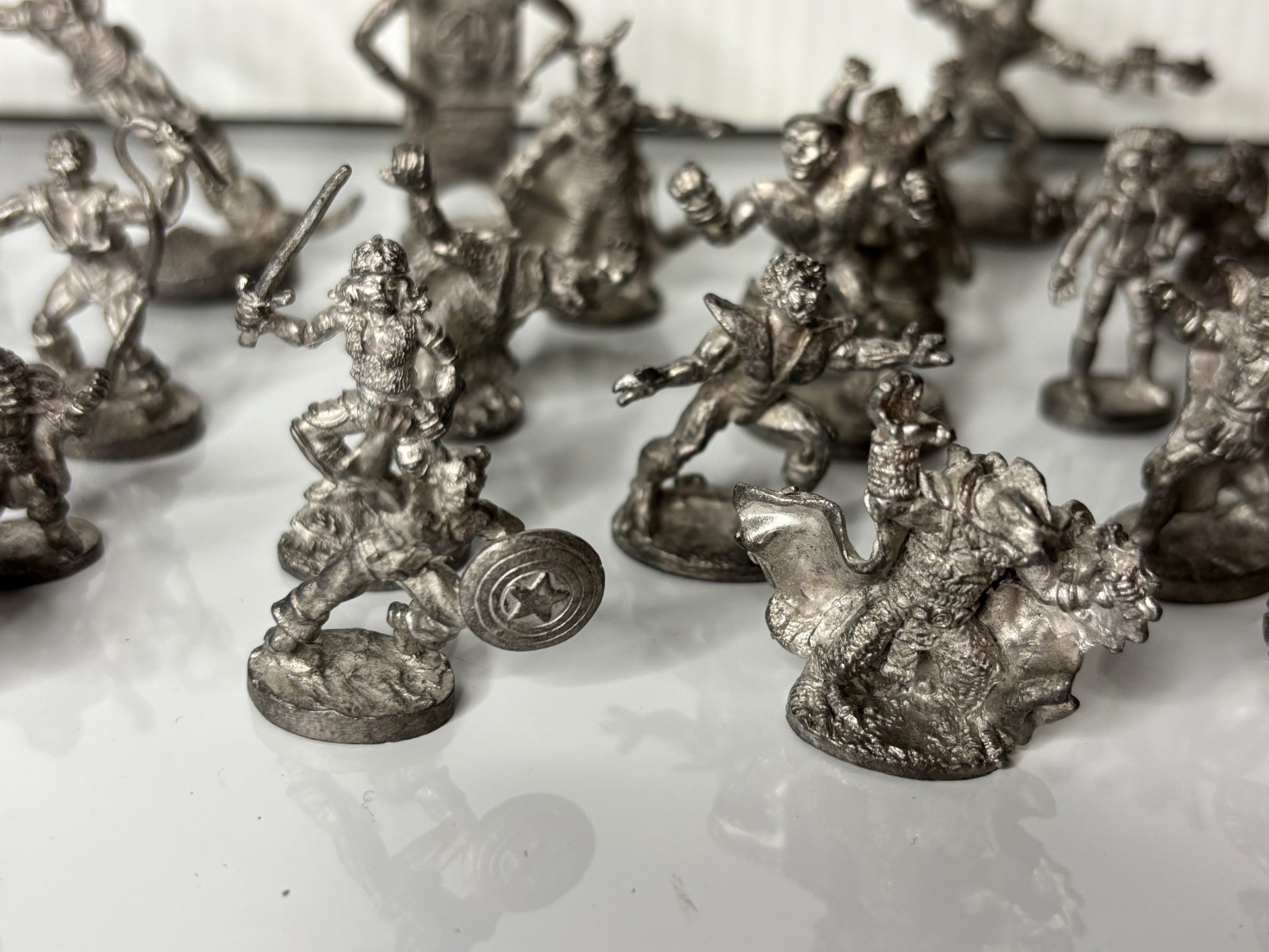 Vintage 80s Lot 27 Pc Pewter Mini MCG 1984 D&D Marvel Comic Superhero Figurines