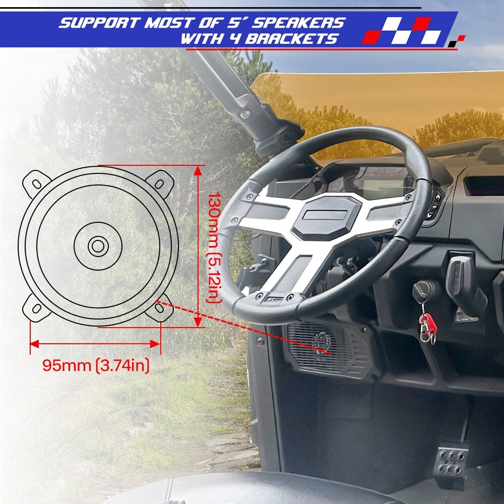 Under Dash Speaker Pods Compatible with Polaris Ranger XP 1000/Crew 2018-2024