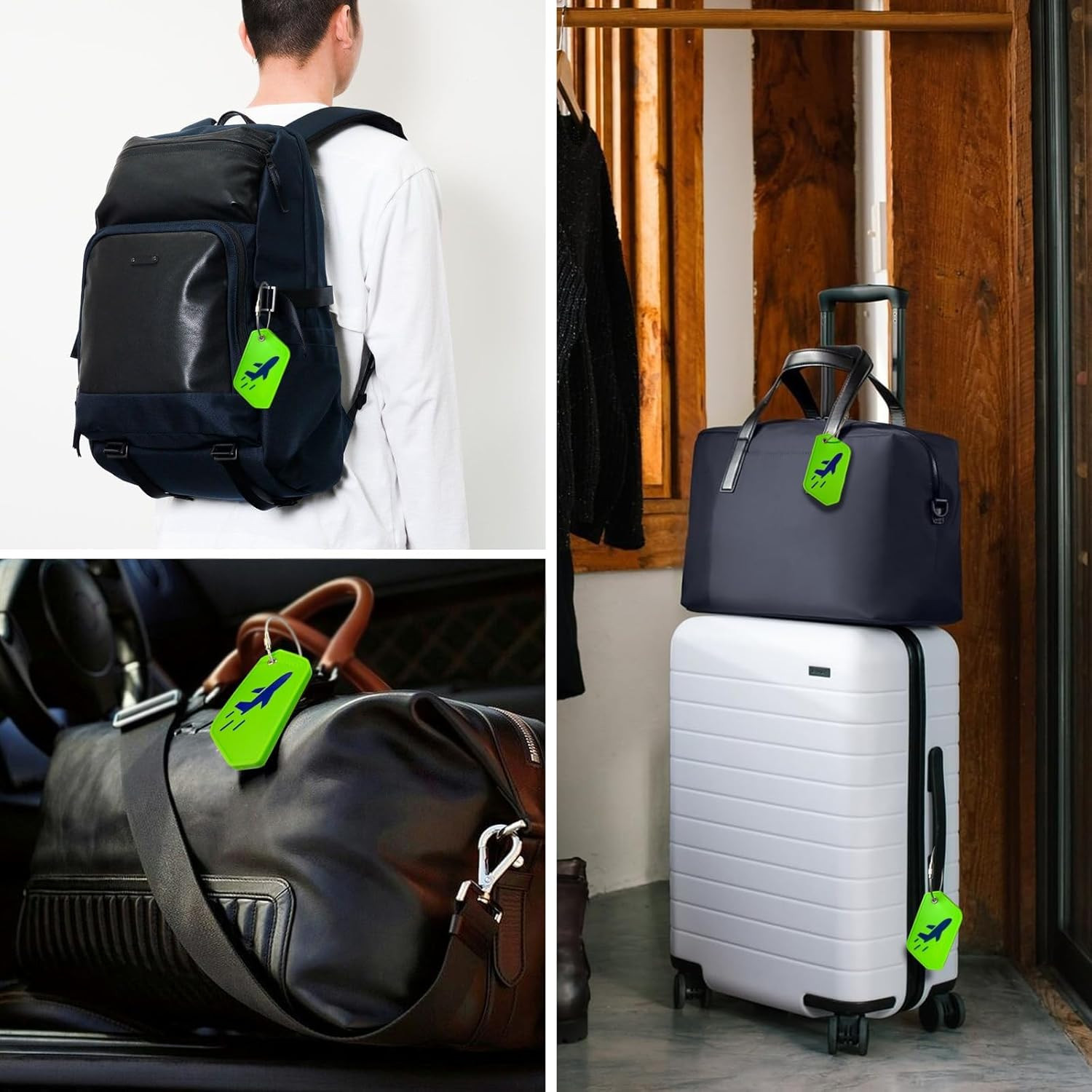 Silicone Luggage Tags for Suitcases Luggage Tags 4 Pack with Name ID Card Perfec