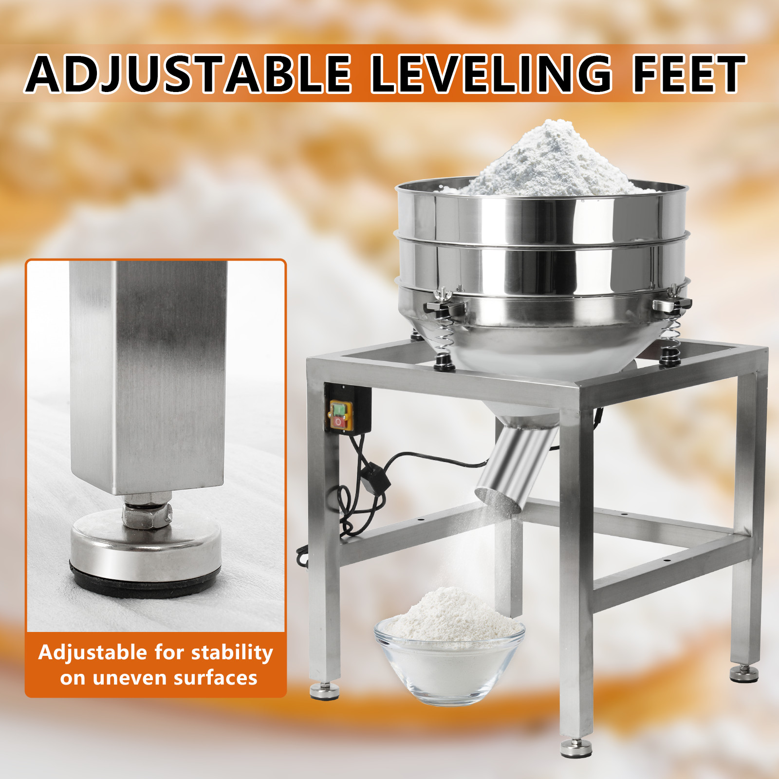 Automatic Powder Sifter Machine Flour Sifter with 19.6" 40&100Mesh Sieve Screen