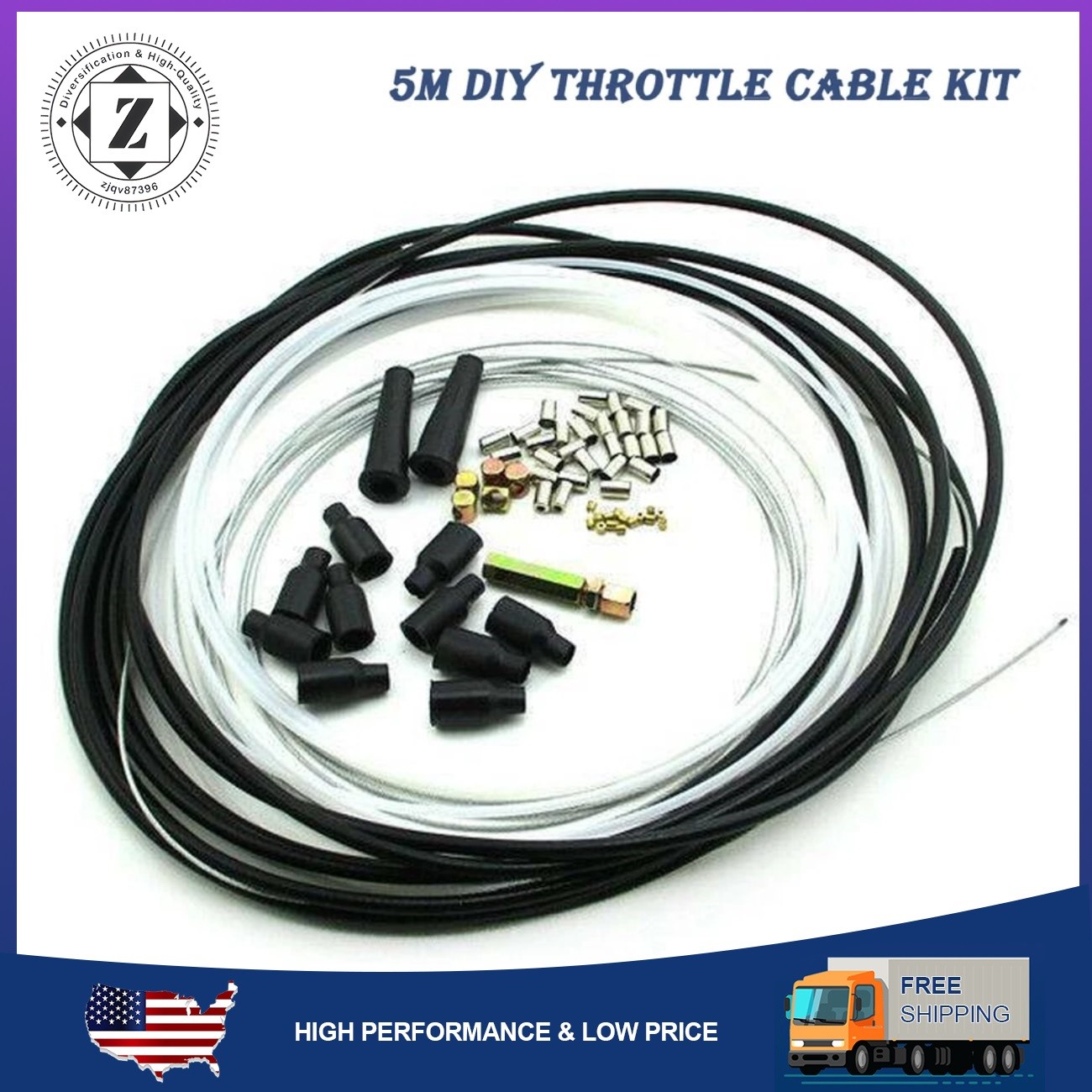 5 Metre Motorcycle Throttle Cable Kit DIY Nipple Ferrule Pit Dirt Bike Universal