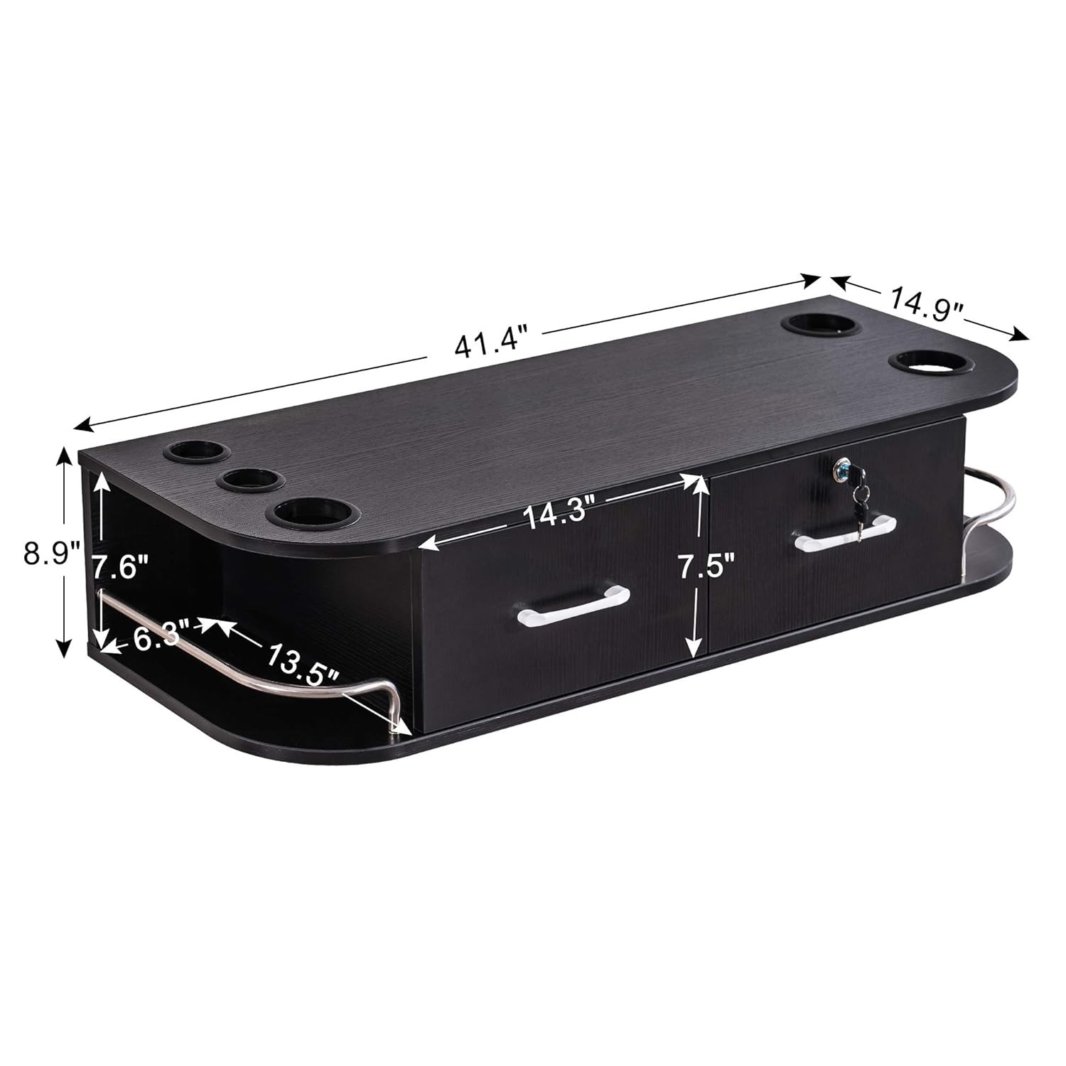 BarberPub Locking Wall Mount Styling Station Barber Salon Floating Equipment5012