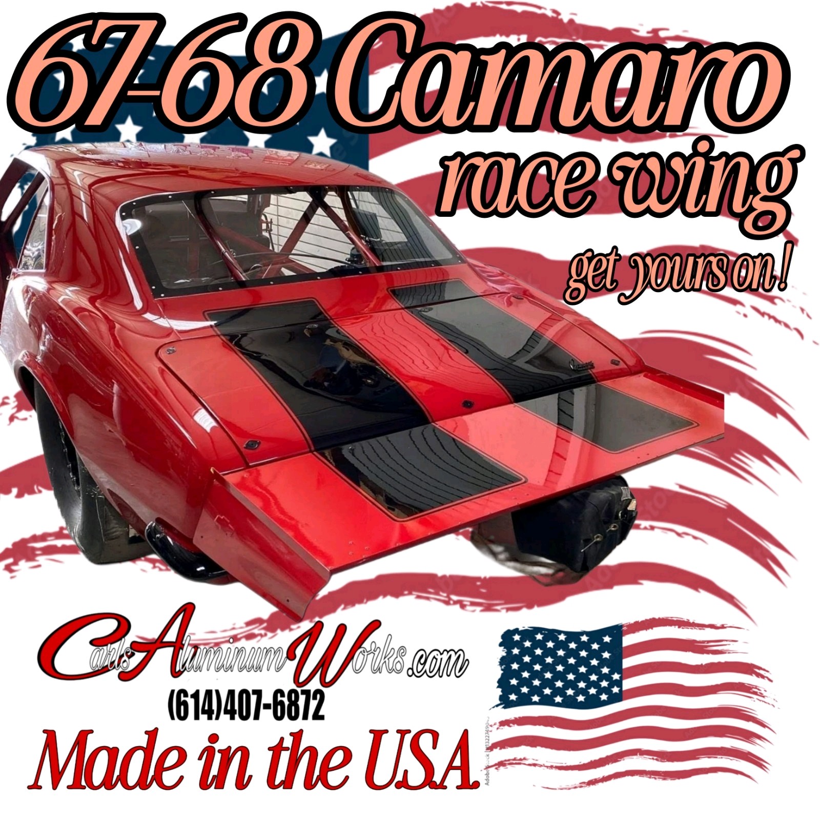 Chevy Camaro 67-68 Aluminum Pro Racing wing,Polish,Black,Brushed,Satin,Anodized