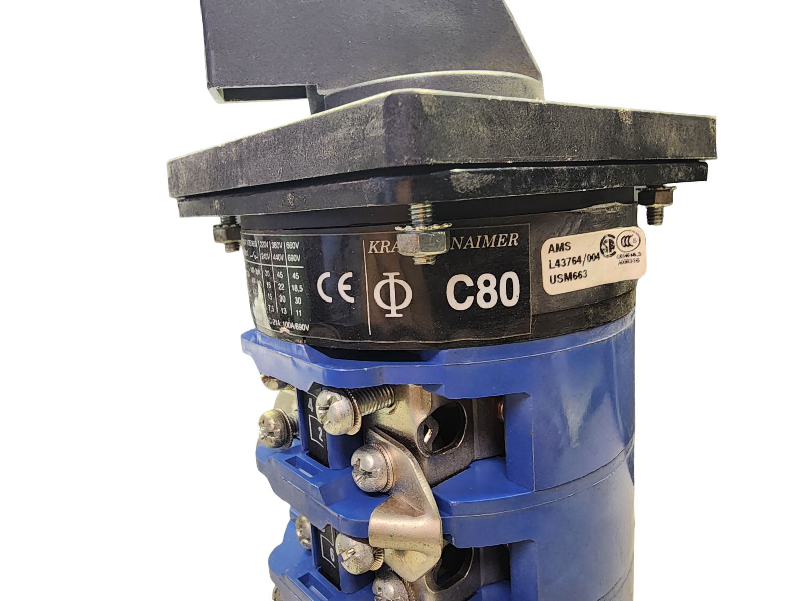 Kraus & Naimer C80 Rotary Switch 100A 600V 3‑Position General Purpose UPS Select