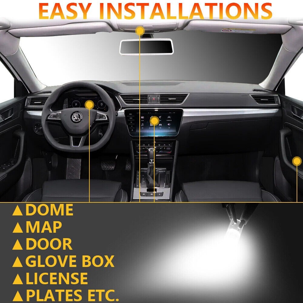 20x LED License Plate Interior Light Bulb Super White T10 194 168 W5W 2825 6000K