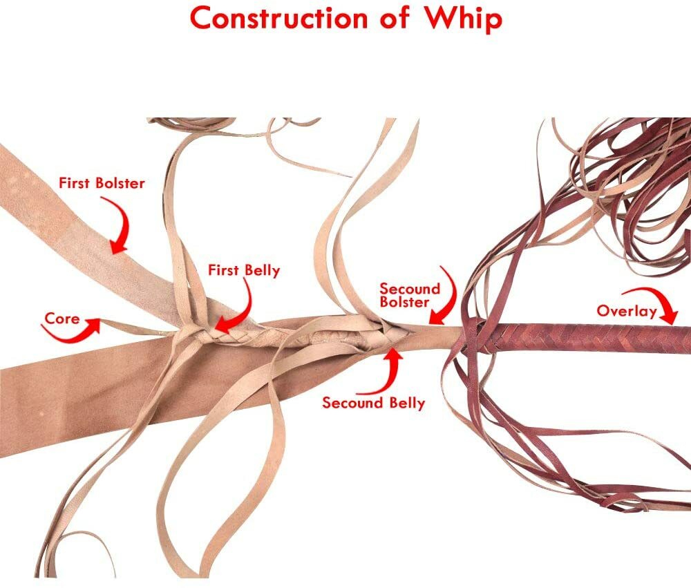 Kangaroo Hide Leather Bullwhip 04 to 16 Feet Long 16 Plaits Indiana Jones Whip