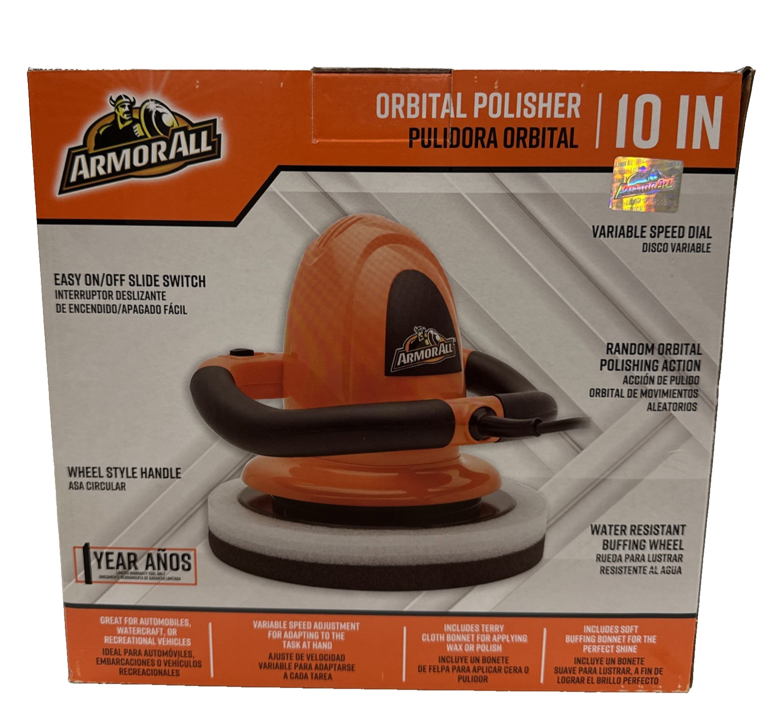 Armor All Car Buffer/Polisher, 10 Inch Orbital, Electric, Variable Speed AA10BP