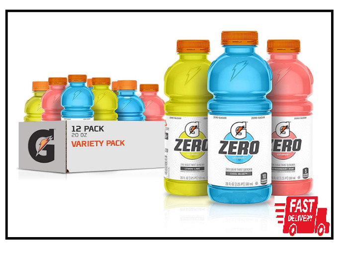 12-Pack Gatorade Zero Sugar Thirst Quencher, Cool Blue Variety Pack, 20 Fl Oz