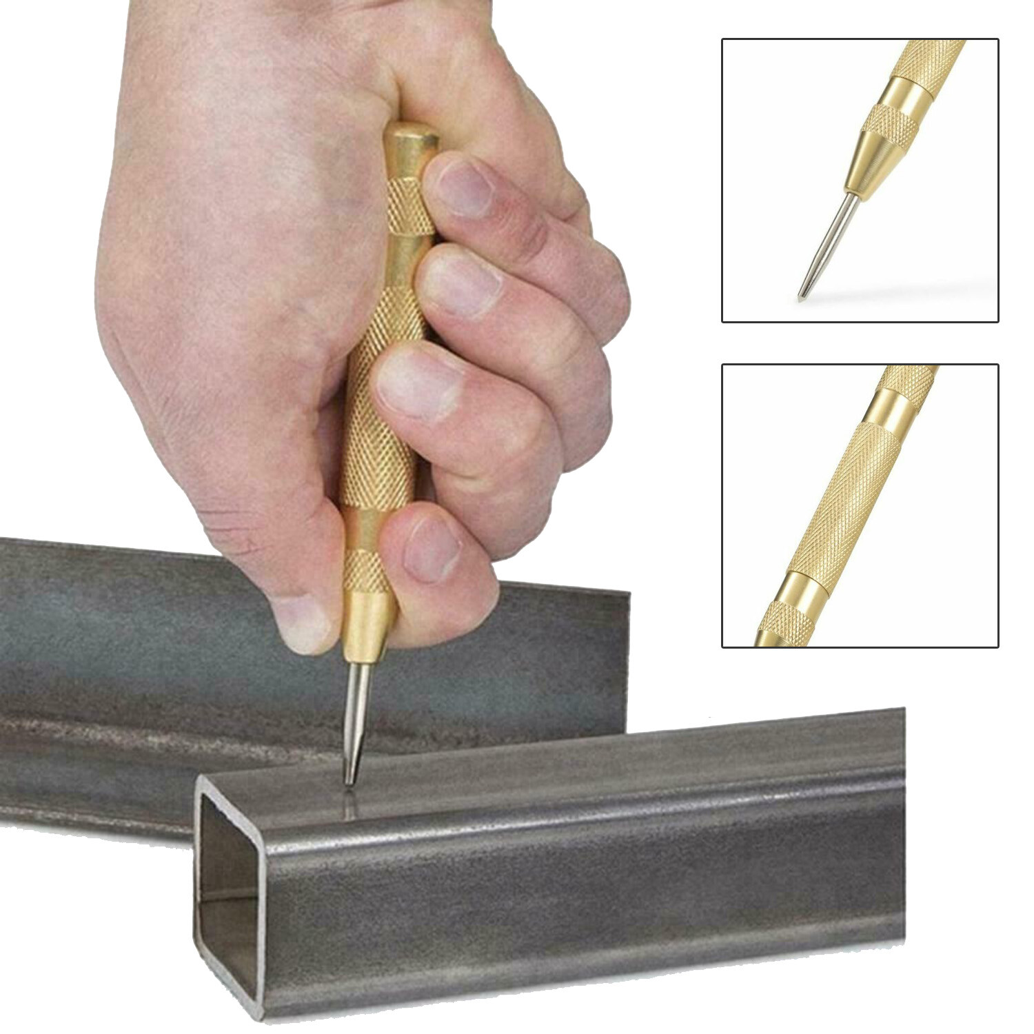 2PC Automatic Center Punch Strikes Surface Hammer Spring Loaded Window Breaker