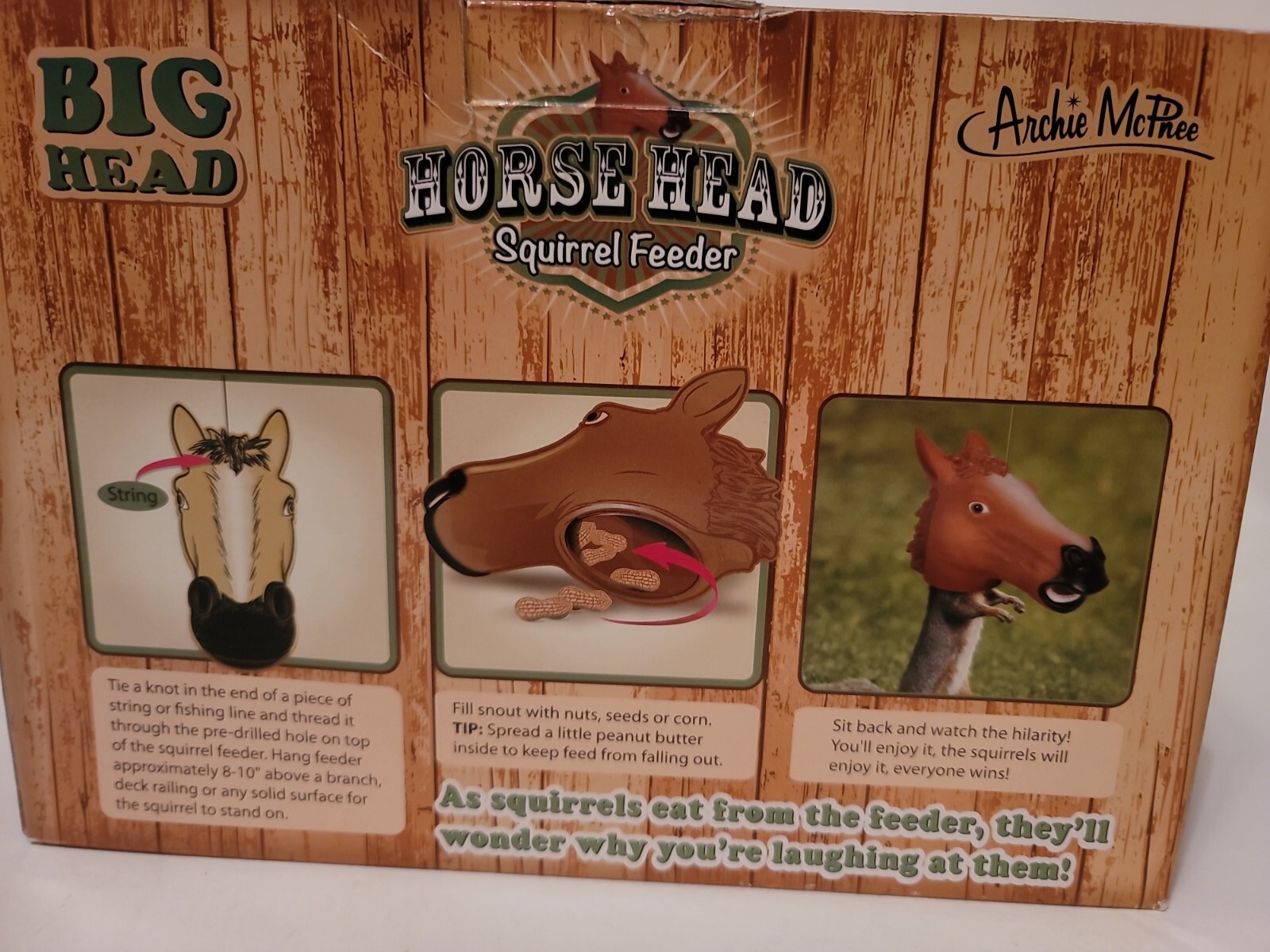 Squirrel Feeder NIB Horse Head Archie McPhee Accoutrements Big Head Animal