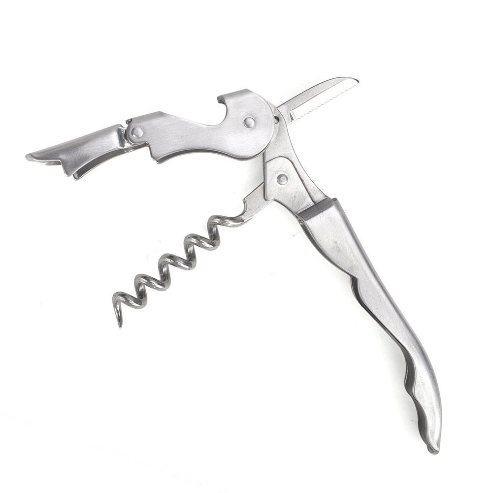 1 - 60 Stainless Corkscrew Doubled Hinged Waiters Wine Bottle Opener Foil Cutter