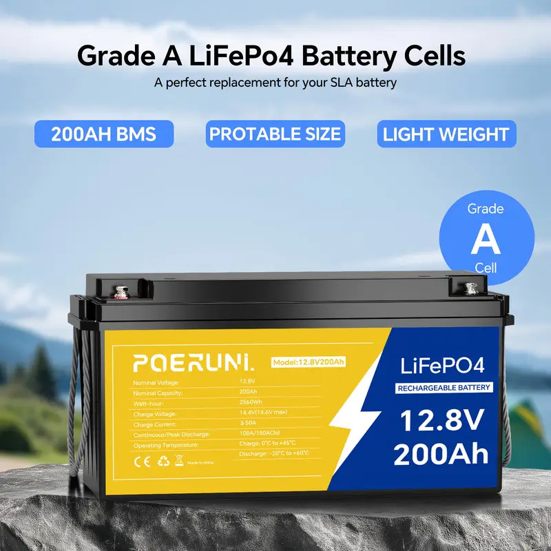 12V 200Ah LiFePO4 Battery 200Ah Lithium Battery BMS Deep Cycle for Off-grid Home