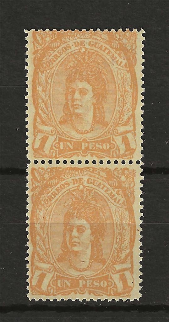 Guatemala 1878 Sc# 14 Indian woman good perf 13, but maybe forgery vert pair MNH