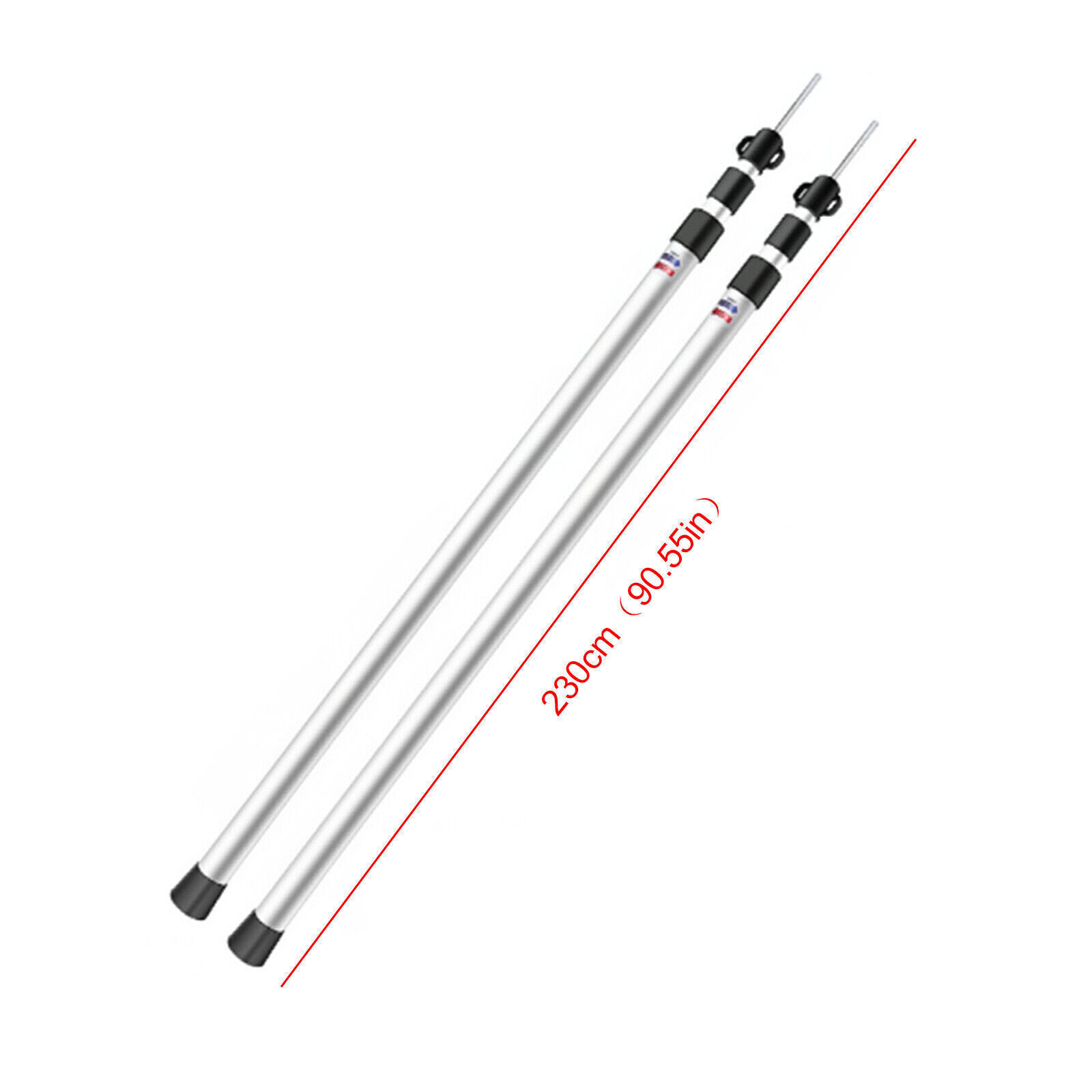 2× Tent Pole Telescopic Adjustable Tarp Poles for Camping Canopy Awning Shelter