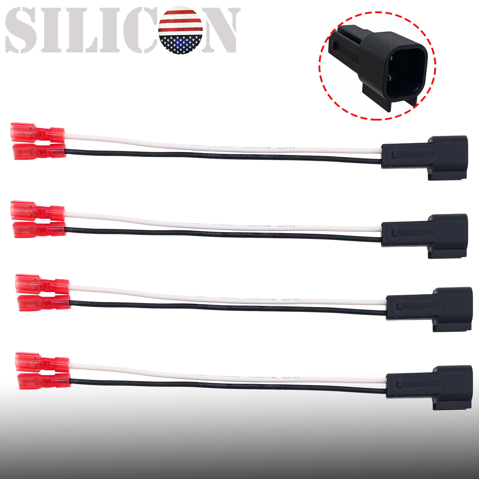 4x Front-Rear Door Speaker Harness Adapters for 1999-2014 Ford F-150