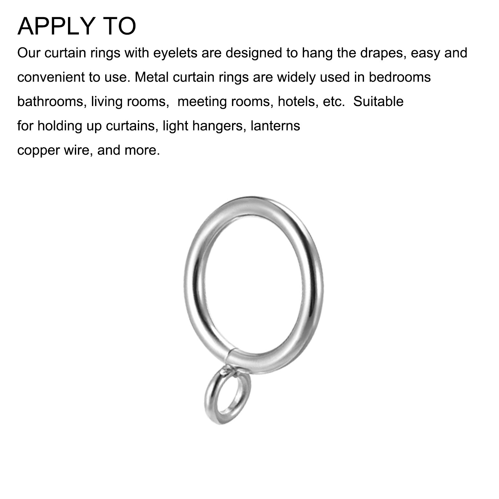 24Pcs Curtain Rings 1 Inch Metal Drapery Hanging Ring with Eyelets
